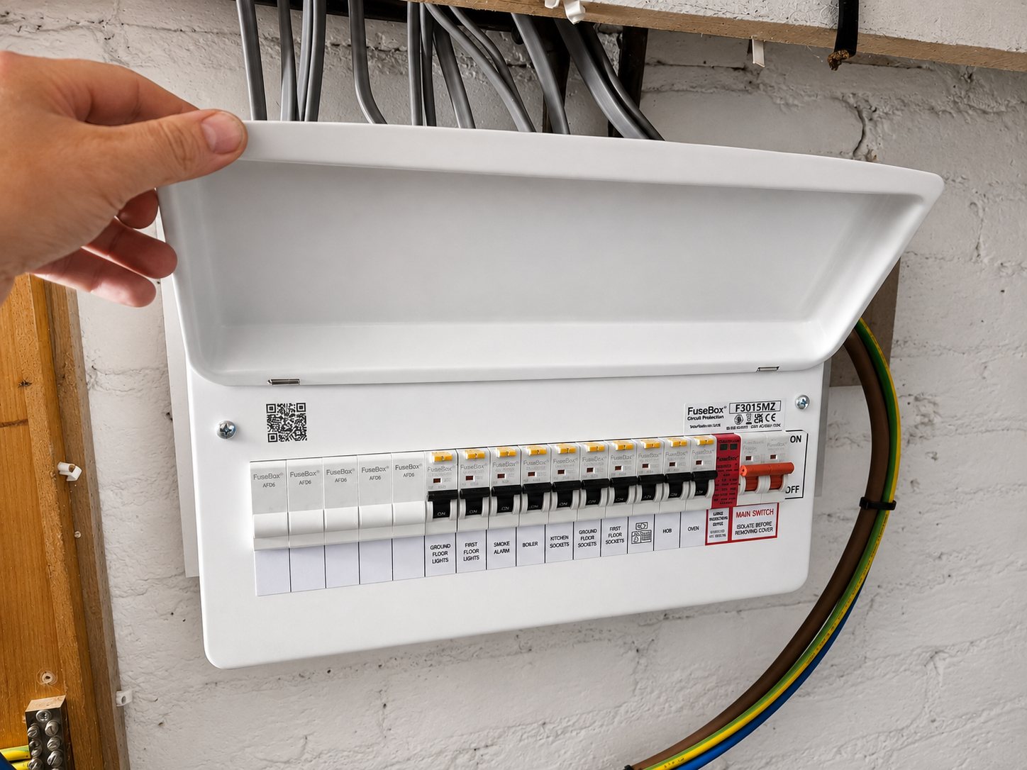 Electrician tracing a fault at a domestic consumer unit