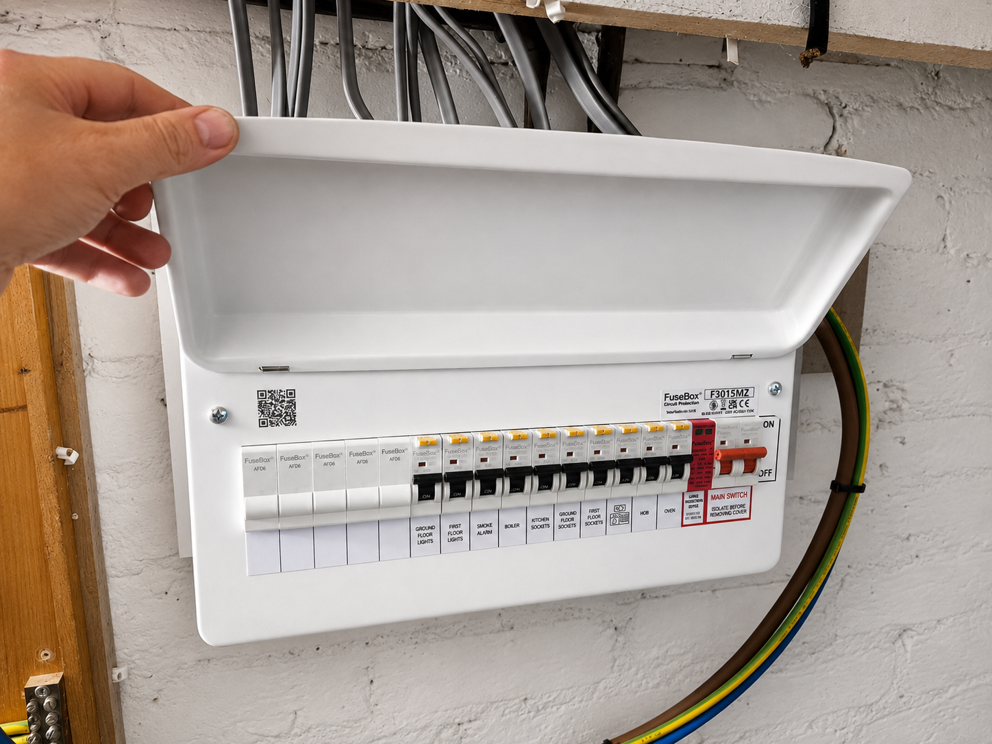 Consumer unit replacement in Brighton, part-way through the swap
